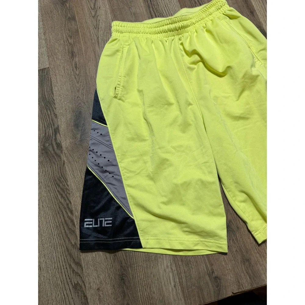 Nike Elite Basketball Shorts Mens Large Neon Yellow Volt Athletic Used